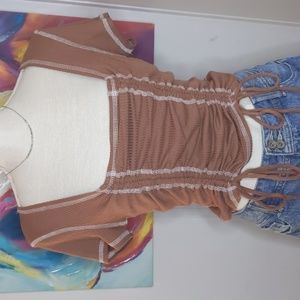 Bronze Ruched Knit Top